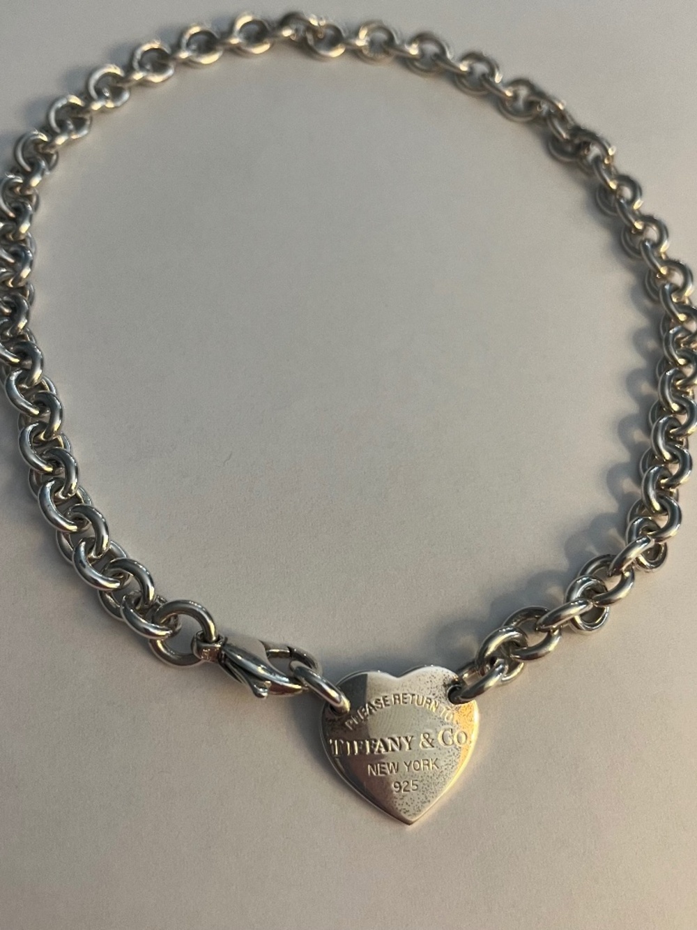 Tiffany & Co. Sterling Silver Heart Tag Necklace 925 w/ Pouch